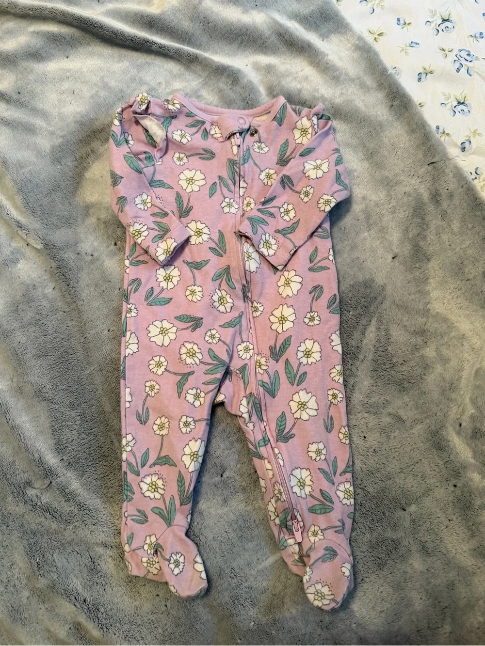Carter's Pink Floral Footed One-Piece Pajamas